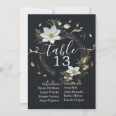 Chic White Gold Floral Wreath Wedding Tischnummer (Vorderseite)