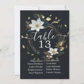 Chic White Gold Floral Wreath Wedding Tischnummer (Rückseite)