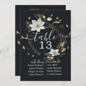 Chic White Gold Floral Wreath Wedding Tischnummer (Vorne/Hinten)