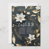 Chic White Gold Floral Wreath Wedding Tischnummer (Vorderseite)