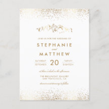 Chic White & Gold Foil Confetti Hochzeit