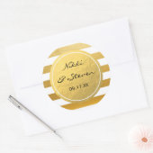 Chic White & Gold Foil Striping Elegante Aufkleber (Umschlag)