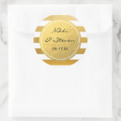 Chic White & Gold Foil Striping Elegante Aufkleber (Tasche)