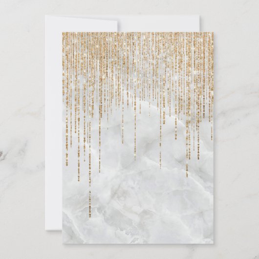 Chic White Gold Glitzer Pearl Marble Brautparty Einladung (Rückseite)
