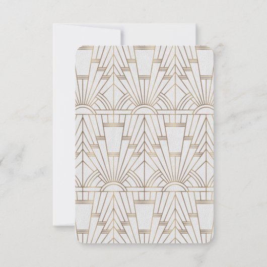 Chic White Gold Great Gatsby Art Deco 1920er UAWG RSVP Karte (Rückseite)