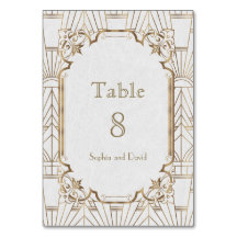 Chic White Gold Great Gatsby Art Deco TISCHNUMMER