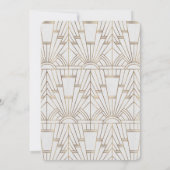 Chic White Gold Große Art Deco Hochzeit Einladung (Rückseite)