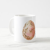 Chic White Gold Leaves Pink Spring Easter Egg  Kaffeetasse (Vorderseite Links)