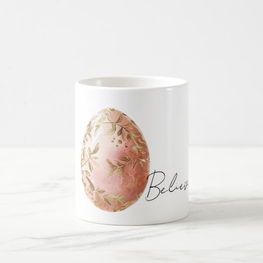 Chic White Gold Leaves Pink Spring Easter Egg  Kaffeetasse (Mittel)