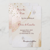 Chic White & Gold Marmor Hochzeit Einladung (Vorne/Hinten)