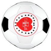 Chic White Gray Initial Letter Monogram Red Heart Fußball (Gedreht)