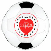 Chic White Gray Initial Letter Monogram Red Heart Fußball (Vorderseite)