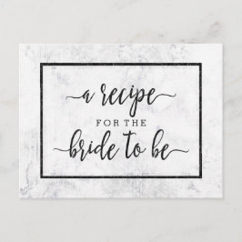 Chic White & Gray Marble Brautparty Rezept Card Postkarte