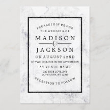 Chic White & Gray Marble Hochzeit Einladungen