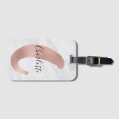 Chic White & Gray Marble Rose Gold C Monogram Name Gepäckanhänger (Vorderseite (Horizontal))
