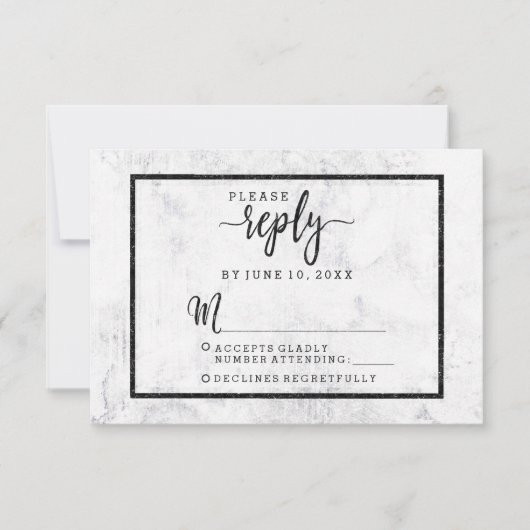 Chic White & Gray Marble Wedding Antwort UAWG (Vorderseite)