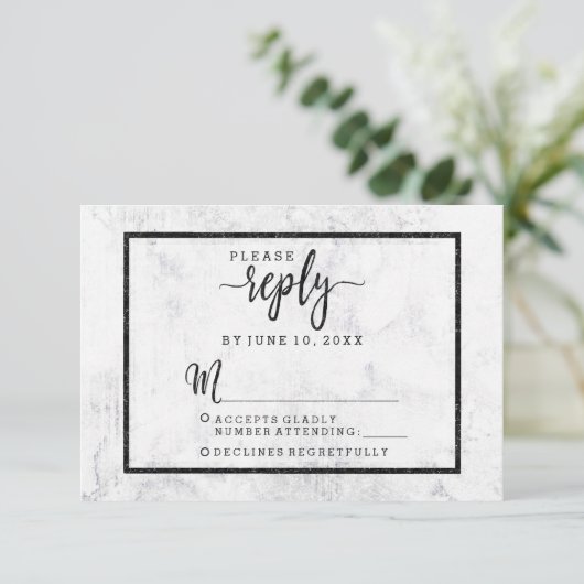Chic White & Gray Marble Wedding Antwort UAWG (Stehend Vorderseite)