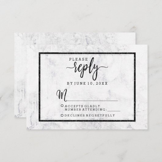 Chic White & Gray Marble Wedding Antwort UAWG (Vorne/Hinten)