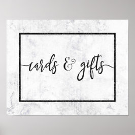 Chic White & Gray Marble Wedding Cards & Gifts Poster