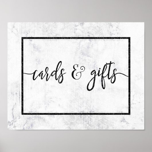 Chic White & Gray Marble Wedding Cards & Gifts Poster (Vorne)