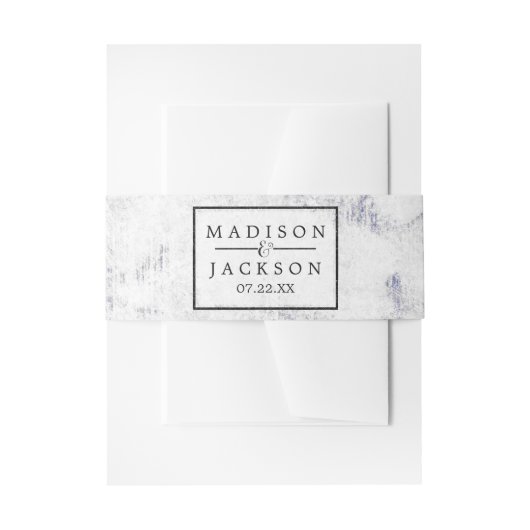 Chic White & Gray Marble Wedding Einladung Einladungsbanderole (Vorderseite Beispiel)