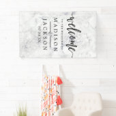 Chic White & Gray Marble Wedding Empfang Banner (Insitu)