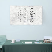 Chic White & Gray Marble Wedding Empfang Banner (Messeveranstaltung)