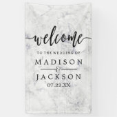 Chic White & Gray Marble Wedding Empfang Banner (Vertikal)