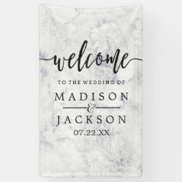 Chic White & Gray Marble Wedding Empfang Banner