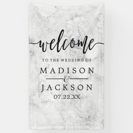 Chic White & Gray Marble Wedding Empfang Banner (Vertikal)