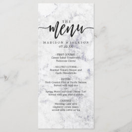 Chic White & Gray Marble Wedding Menu Menükarte