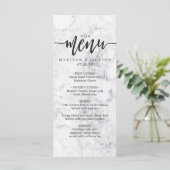 Chic White & Gray Marble Wedding Menu Menükarte (Stehend Vorderseite)