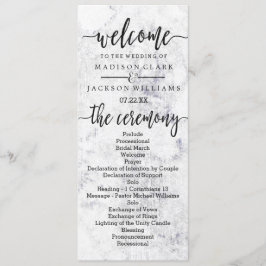Chic White & Gray Marble Wedding Programm