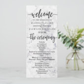 Chic White & Gray Marble Wedding Programm (Stehend Vorderseite)