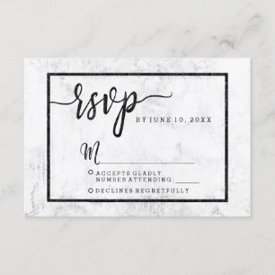 Chic White & Gray Marble Wedding RSVP Response Karte