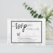 Chic White & Gray Marble Wedding RSVP Response Karte (Stehend Vorderseite)