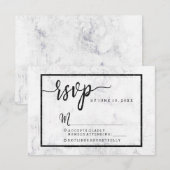 Chic White & Gray Marble Wedding RSVP Response Karte (Vorne/Hinten)