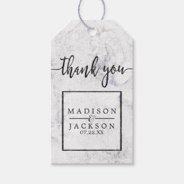 Chic White & Gray Marble Wedding Vielen Dank Geschenkanhänger