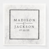 Chic White & Gray Marble Wedle Monogram Serviette (Vorderseite)