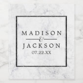 Chic White & Gray Marble Wedle Monogram Weinetikett (Einzelnes Label)