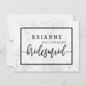 Chic White & Gray Marmor wird meine Bridesmaid sei Einladung (Vorderseite)