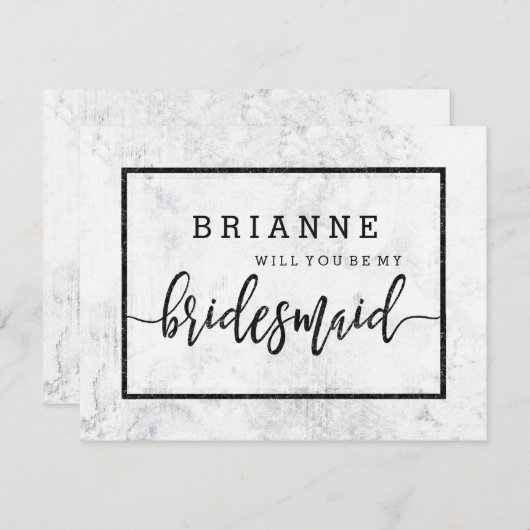 Chic White & Gray Marmor wird meine Bridesmaid sei Einladung (Vorne/Hinten)