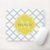 Chic White Gray Quatrefolie Gelber Mit Monogramm N Mousepad (Mit Mouse)