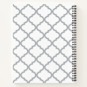Chic White Gray Quatrefolie Gelber Mit Monogramm N Notizbuch (Rückseite)