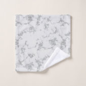 Chic White Gray Silver Marble Glitzer Script Name Badhandtuch Set (Waschlappen)