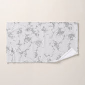 Chic White Gray Silver Marble Glitzer Script Name Badhandtuch Set (Handtuch)