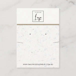 CHIC WHITE GRAY TERRAZZO NECKLACE EARRING DISPLAY VISITENKARTE