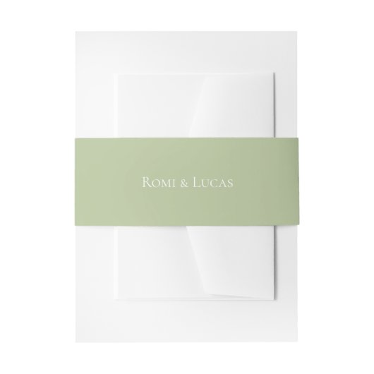 Chic White & Green Couple Names Wedding Einladungsbanderole (Vorderseite Beispiel)