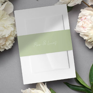 Chic White & Green Couple Script Wedding Einladungsbanderole