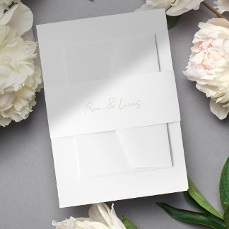 Chic White & Green Couple Script Wedding Einladungsbanderole